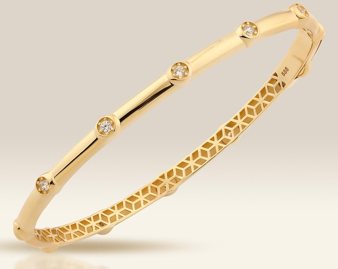 Diamond Bangle, Diamond Bracelet, 14K Gold Bangle, Gold Bangle, 10K Gold Bangle, Gemstone Bracelet, Solid Gold Bracelet, Bracelets for Women