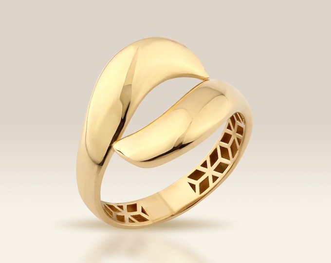 Chunky 14K Gold Statement Ring, Modern Jewelry