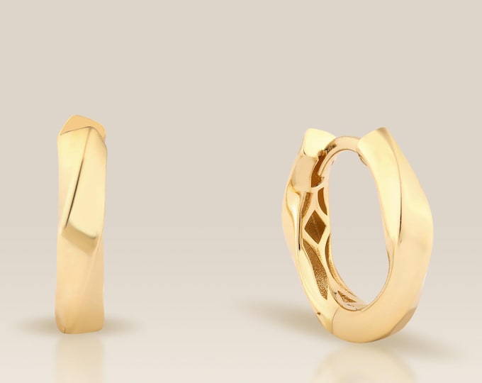 Twist Earrings, Earrings, Gold Hoops, Gold Earrings, 14K Solid Gold Earrings, Hoop Earrings, Huggies, Huggie Earrings, 10K Gold Earrings