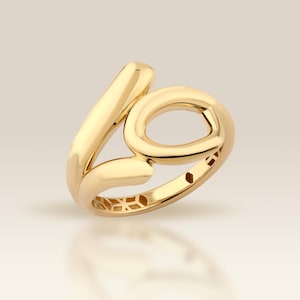 Bypass Statement Ring, Loop Bypass Ring, Gold Rings for Women 14K Solid Gold, Dainty Ring, Solid Gold Ring, Stackable Ring, Chunky Gold Ring
