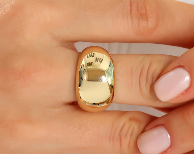 Featured listing image: Gold Chunky Dome Statement Ring, Bold and Modern Everyday Jewelry
