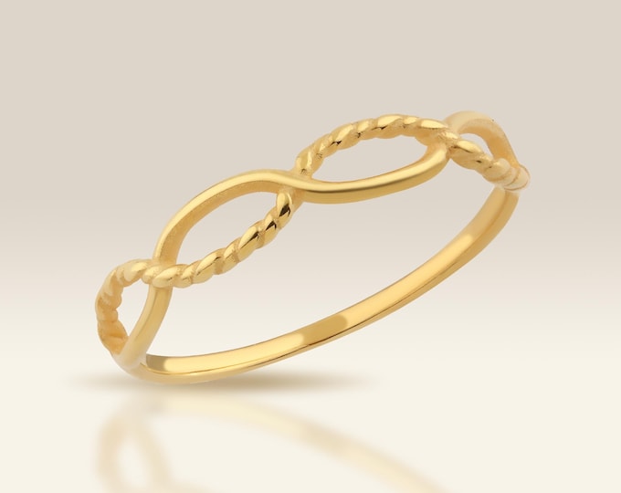 Gold Infinity Twist Ring, Braided Wedding Band