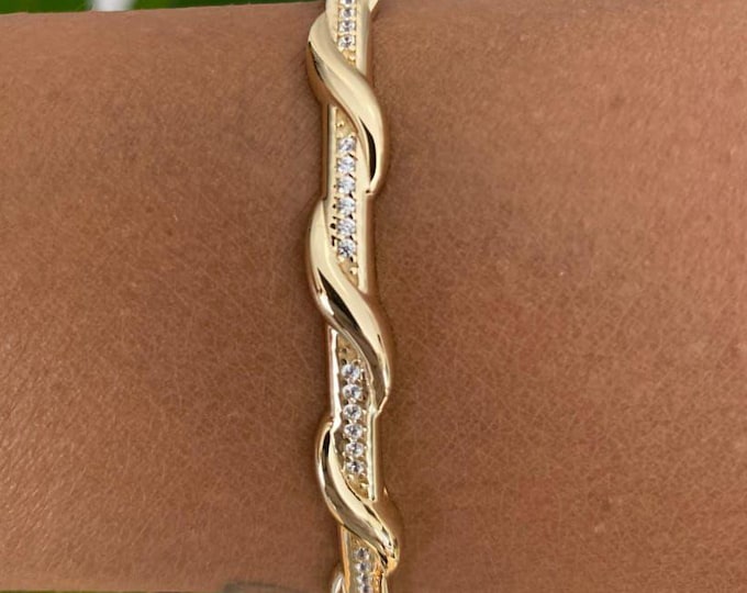 Twisted Bangle, Wavy Bangle, Bangles, 14K Gold Bangle, Solid Gold Bangle, 18K Gold Bracelet, 10K Gold Bracelet, Gemstone Bracelet, Bracelets