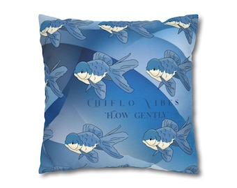 Blue Koi Fish Pattern Pillowcase | Square Pillowcase