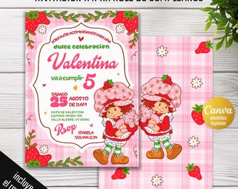 Strawberry Shortcake invitation, Berry First Birthday, Shortcake Theme, Editable Invite for Girls, Sweet One Party Printable Template