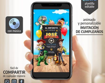 Toy Story Two Infinity and Beyond Video Invite, Animated Digital Birthday Invitation for Kids 2nd Party, Woody Buzz Lightyear Theme