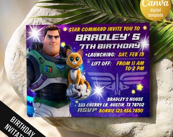 Space Ranger Birthday Invitation, Star Command Launching Lift Off Party Invite, Galaxy Astronaut Boy Party Editable Template