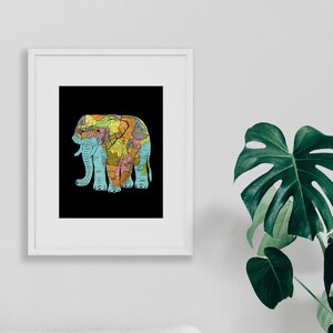 African Elephant Map Art, Papercut Art Print, Safari Nursery Decor, Personalize with Custom Map