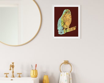 Owl Map Art Poster // West Coast U.S. Atlas Artwork // Colorful Poster Print // Kids Bathroom Art