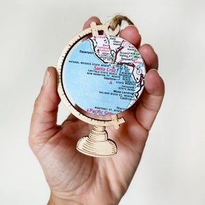 Santa Cruz Map, California Globe Ornament, UC Santa Cruz, UCSC, Eco Plastic Free, Choose Any Location