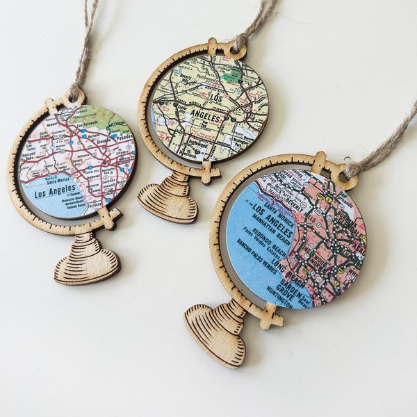 Los Angeles Map Ornament, LA Map, Custom City Map, Travel Ornament, New Home Ornament, Eco Friendly Christmas Ornament, Add on Gift Wrap