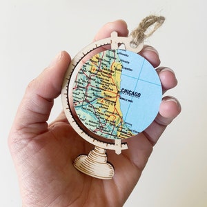 Chicago Ornament, Customize Globe With Any Map, World's Best Friend Ornament