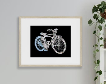 Bicycle Map Art // Western States U.S. Map Cycling Poster // 11x14 Print // Personalize with Custom Map