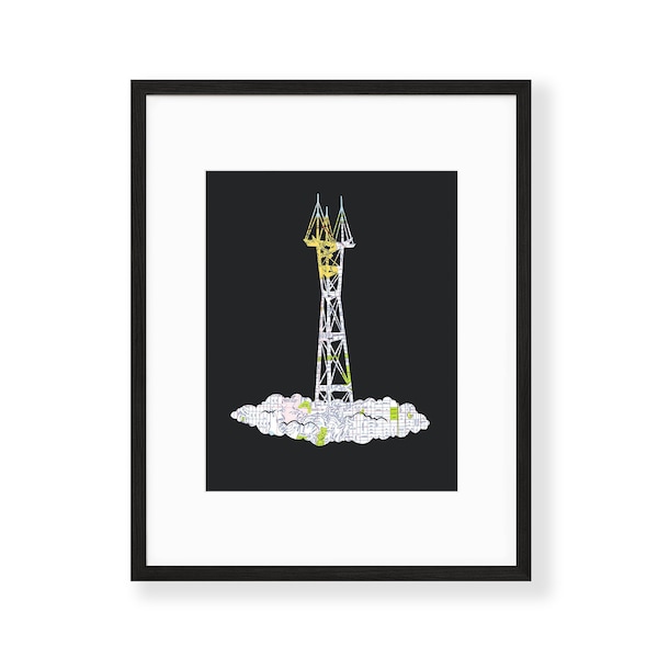 Sutro Tower Print // San Francisco Map Art // San Francisco Poster 11x14 or 20x24