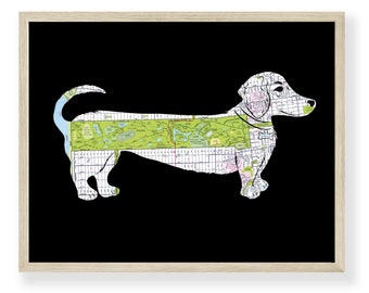 Golden Gate Park Dog Art, Wiener Dog, Dachshund Gift, San Francisco Map Art, Sausage Dog, Dachshund Print, Veterinarian Gift, Customize Map