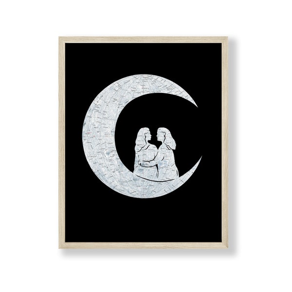 Queer Art Print // Moon Map Women // Moon And Back // Gay Lesbian Art // Personalize with Custom Names