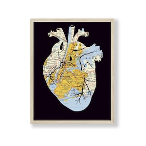 Impression d'art carte coeur de New York City, coeur anatomique de New York, infirmière des urgences, cadeau étudiant en médecine, personnaliser avec une carte personnalisée