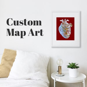 Impression de carte d’art anatomique personnalisée // Art cartographique personnalisé // Cadeau d’infirmière ou d’étudiant en médecine // Étudiant en soins infirmiers // Carte de ville personnalisée
