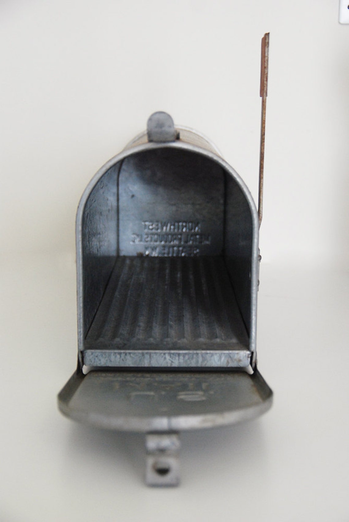 Vintage Galvanized Metal Mailbox with Red Flag Repurposed Etsy