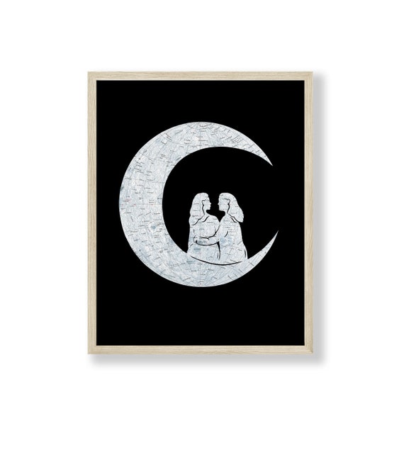 Queer Art Print // Moon Map Women // Moon And Back // Gay Lesbian Art // Personalize with Custom Names