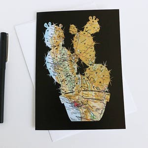 California Cactus Greeting Card // Prickly Pear Cacti // Map Art Stationary