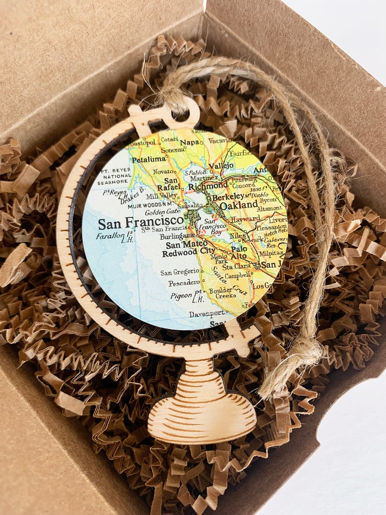 San Francisco Bay Area Map Ornament, Custom City Map Ornament, Christmas Gifts under 25 image 9