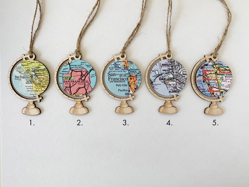 San Francisco Bay Area Map Ornament, Custom City Map Ornament, Christmas Gifts under 25 image 2