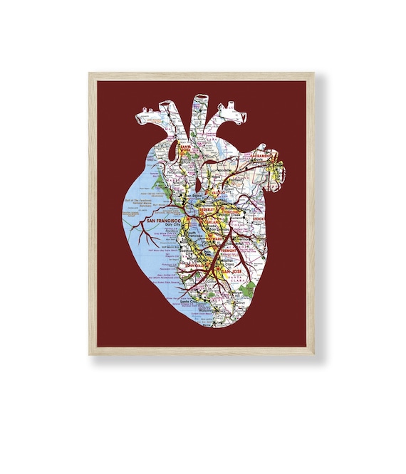 San Francisco Hearts Map Bay Area Map Heart Art Print // San Francisco Print 11X14 Or | Etsy