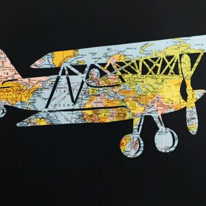 Airplane World Map Art // 11x14 Poster // Vintage Biplane // Flying Plane Artwork image 6