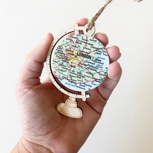 London Map Ornament, Custom Travel Ornament, Customize Globe With Any Map,  Eco Friendly Christmas Ornament