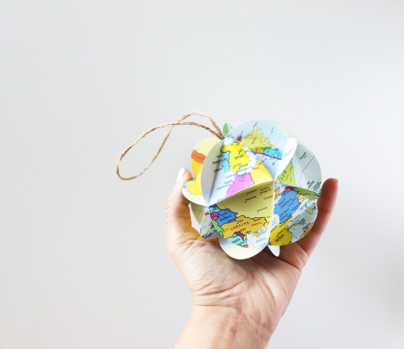 DIY Map Ornament Kit Make Your Own Ornament From World Maps Christmas Stocking Stuffer Holiday Gift