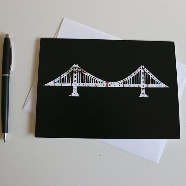 Golden Gate Bridge Greeting Card Etsy