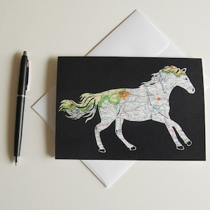 Louisville Horse Map Card // Printed From an Original Papercut // 5x7 Notecard Art