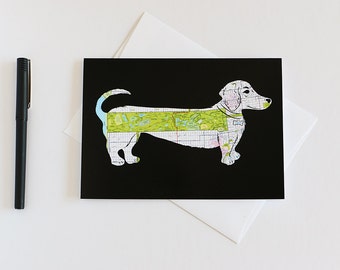 Dachshund Wiener Dog Greeting Card // Golden Gate Park Map Art // Frameable 5x7 Stationary