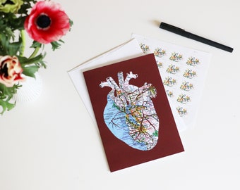 Anatomical Heart Card, San Francisco Bay Area Map Cut Out, ER Nurse Doctor, I Left My Heart in San Francisco, Eco Friendly Card