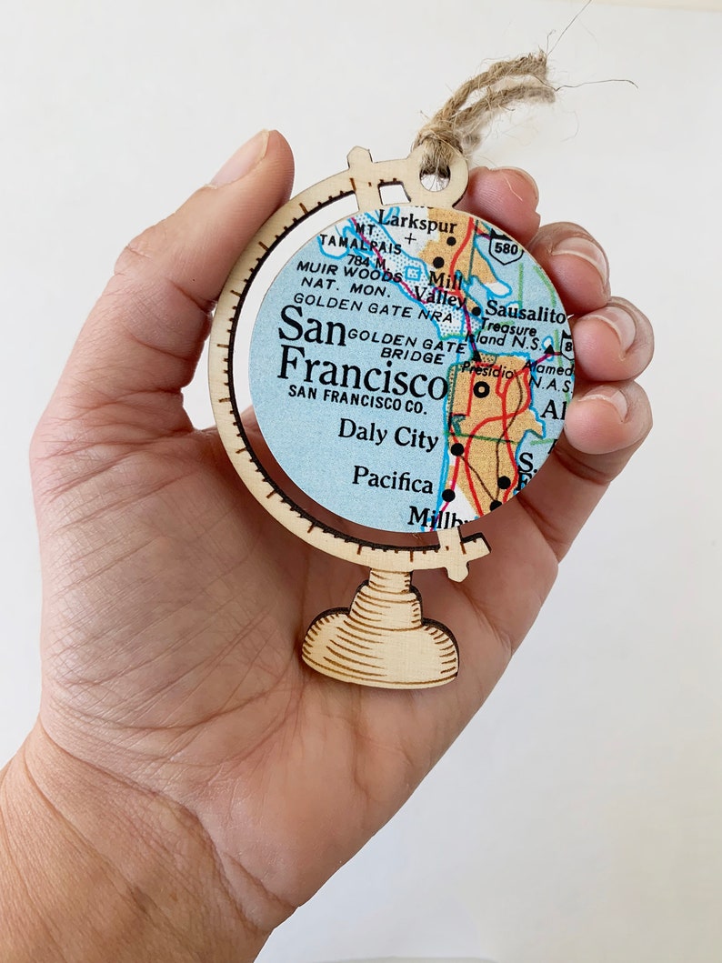 San Francisco Bay Area Map Ornament, Custom City Map Ornament, Christmas Gifts under 25 3. SF- Orange