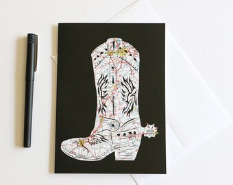 Give 'em The Boot // Texas Cowboy Boot Greeting Card // 5x7 Frameable Stationary