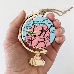 San Francisco Bay Area Map Ornament, Custom City Map Ornament, Christmas Gifts under 25 2. SF - Pink