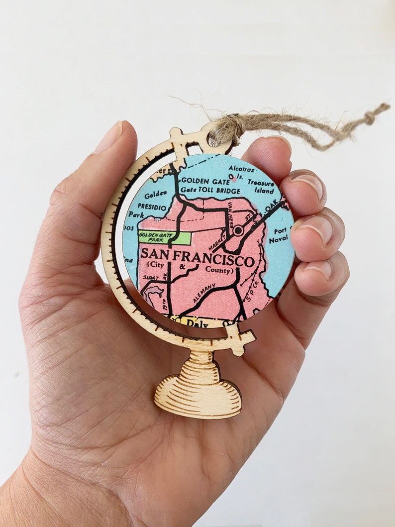 San Francisco Bay Area Map Ornament, Custom City Map Ornament, Christmas Gifts under 25 2. SF - Pink