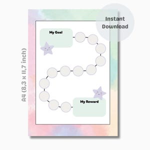 Belohnungstabelle – Regenbogen – 4 Aufkleber – Erinnerungstabelle – Töpfchen-Training / Toilettentraining – Verhaltenstabelle – Haushaltstabelle – Sofort Download
