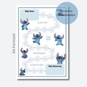 Nederlandse Beloningskaart – Stitch – Stickerkaart – Hulp bij Trainen Zindelijkheid
