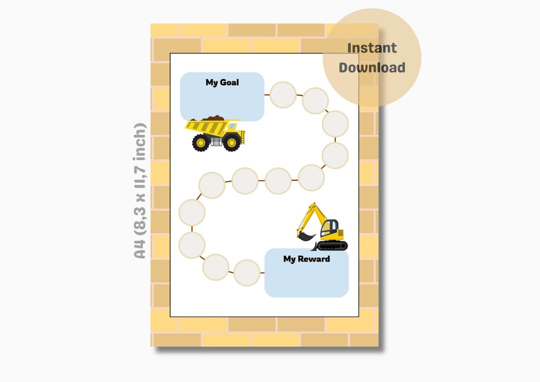Reward Chart – Construction – Printable Sticker Chart – Potty Training ...