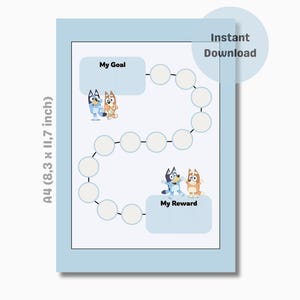 Tableau des récompenses - Bluey - Tableau d'autocollants imprimables - Apprentissage de la propreté / apprentissage de la propreté - Tableau de comportement - Tableau des tâches - Téléchargement immédiat