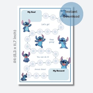 Beloningskaart – Stitch – Stickerkaart – Krullen Kaart – Gedragskaart – Hulp bij Zindelijkheidstraining