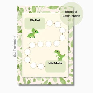 Nederlandse Beloningskaart – Dinosaurus Thema – Stickerkaart – Hulp bij Zindelijk Worden