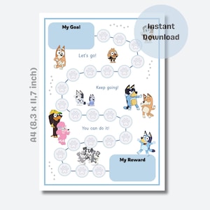 Beloningskaart – Bluey – Stickerkaart – Krullen Kaart – Gedragskaart - Hulp bij Zindelijkheidstraining