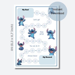 Reward Chart – Stitch – Printable Sticker Chart – Potty Training / Toilet Training – Behavior Chart – Chore Chart – Instant Download