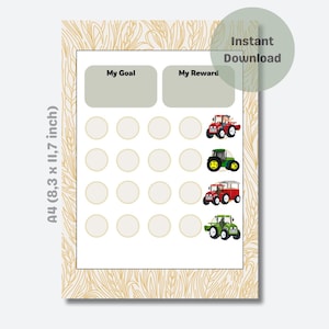Beloningskaart – Tractor Thema – Stickerkaart – Krullen Kaart – Gedragskaart - Hulp bij Zindelijkheidstraining