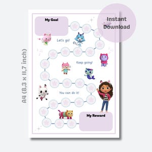 Beloningskaart – Gabby's Poppenhuis – Stickerkaart – Krullen Kaart – Gedragskaart - Hulp bij Zindelijkheidstraining