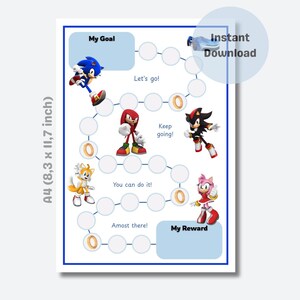 Beloningskaart – Sonic – Stickerkaart – Krullen Kaart – Gedragskaart - Hulp bij Zindelijkheidstraining